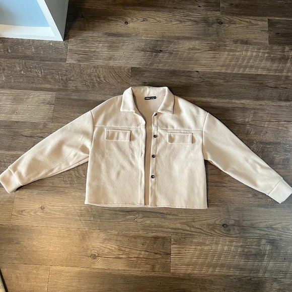 SHEIN Essnce Flap Pocket Drop Shoulder Button Front Overcoat Small - Picture 4 of 6